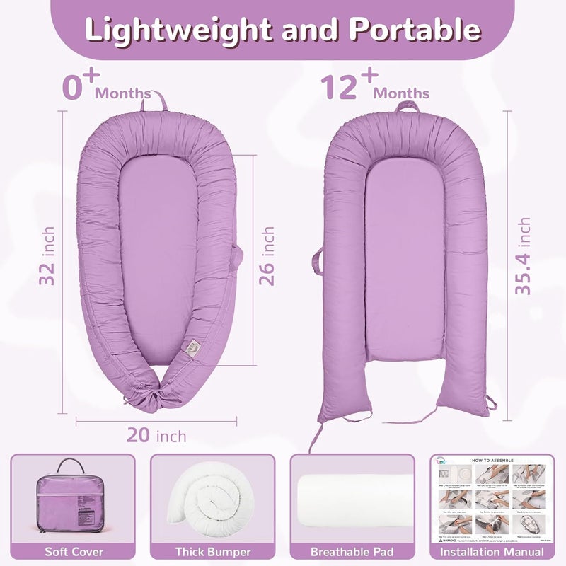 EAQ Baby Lounger, Infant Lounger for Newborn,Portable Baby Nest Cover Breathable & Soft, Newborn Essentials - Image 2